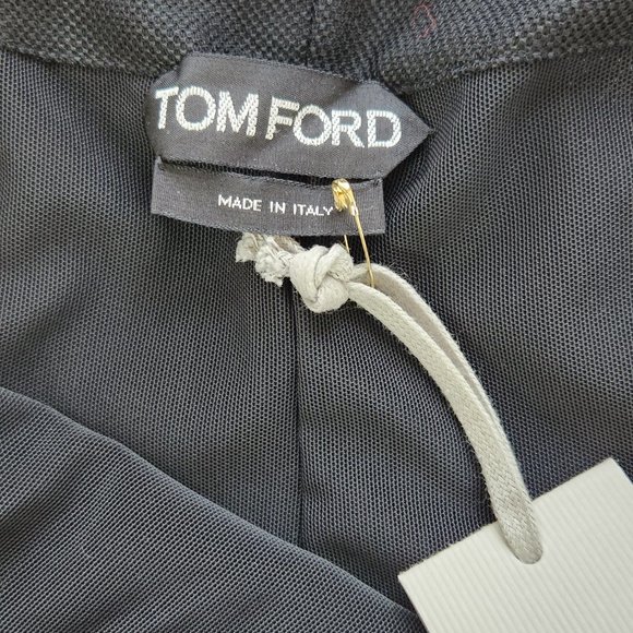 NWT Tom Ford Double Layer Mesh Cowl Neck Cut Out Back Fitted Black Dress 38 - Picture 7 of 10